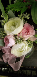 Pink and White Ronanculas Wrist Corsage
