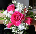 Hot Pink and White Wrist Corsage